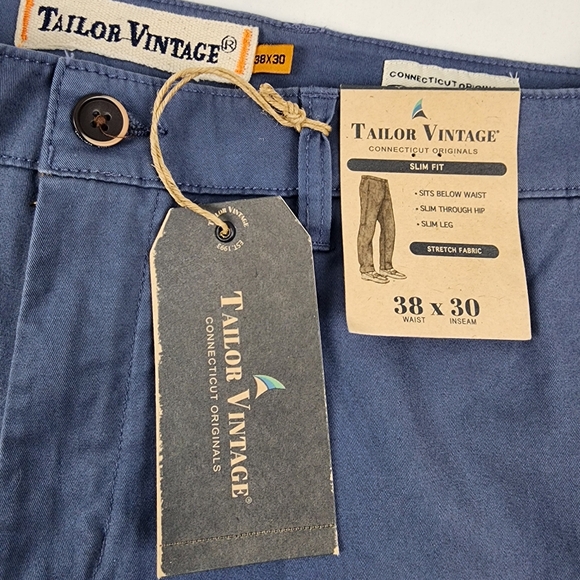 Tailor Vintage Pants Mens 38x30 Connecticut Originals Classic Vintage Indigo NWT - Picture 11 of 13